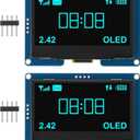 AITRIP 2PCS 2.4" 2.42 inch 128x64 OLED LCD Display Module SSD1309 12864 4 Pin IIC I2C Serial Interface for Arduino UNO R3 C51-Blue Light