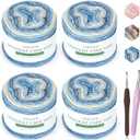 Katech Ombr Yarn for Crocheting-Gradient Cake Yarn-4x100g 60% Cotton 30% Acrylic 10% Wool-Ombr Multicolor Soft Rainbow Cotton Crochet Yarn for Scarves, Shawls, Blankets and Garments(G)