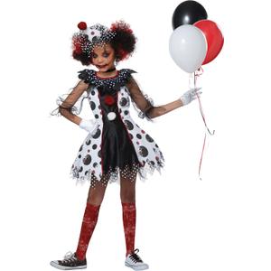 Creepy Clown Girls Costume (Medium, Black/White/Red)