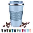 Insulated Coffee Tumblers with Flip Lid 12oz / 17oz, Stainless Steel Travel Coffee Mug Leak Proof, Vacuum Insulated Coffee Mug Thermos Cup, Keeps Cold and Hot for Coffee Tea