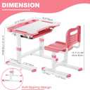 Decofy Kids Desk and Chair Set, Height Adjustable Study Table for 3–12