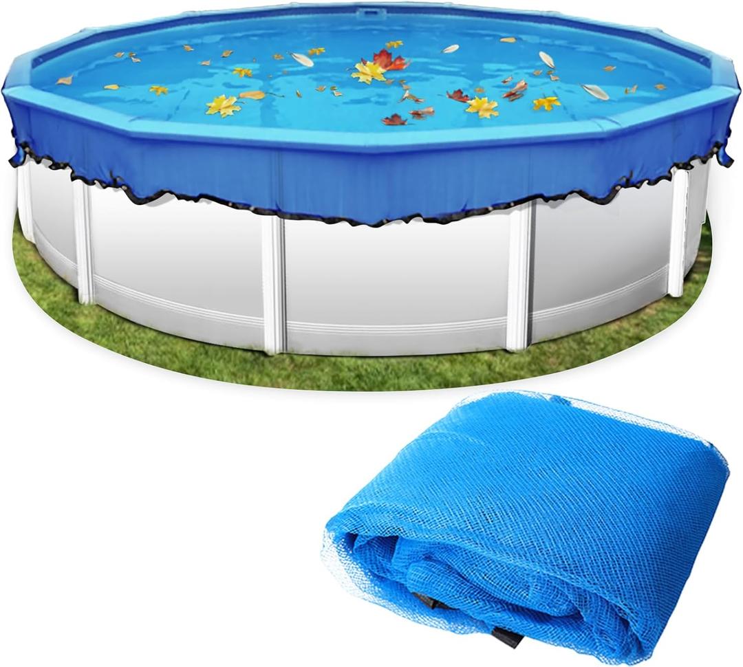 Round Pool Leaf Net Cover - Durable Material, Tight Mesh, Easy Installation, Maximum Protection, Protects Pool from Leaves and Debris (15ft)