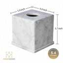 Natural Marble Tissue Box Cover, Carrara White Tissue Organizer 6 x 6 x 5.7 inch, Heavy Stone Decorative Box, Square Tissue Box Holder for Home Decor, Kitchen, Bathroom, Bedroom