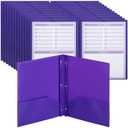 Mr. Pen- Plastic Folders with Pockets and Prongs, 24 Pack, Letter Size, Purple, Flexible Plastic Folders with Prongs Bulk, Clear Front Pocket and Card Slot