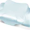 Satin Pillowcase for Cervical Pillows, (Cover Only) Fit for 24.8"x14.96"x5.51"/3.54" Orthopedic Neck Support Pillow, Silky Smooth Pillowcase Cover with Zipper Closure (Light Blue)