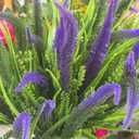 Grunyia 10 Bundles Artificial Plants Outdoor Fake Grass with Flowers UV Resistant Greenery Garden Porch Window Box Decorating (Purple)