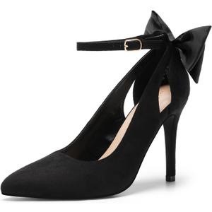 DREAM PAIRS Women's High Heels Stiletto Strappy Pointed Toe Bow Heel Pumps Sexy D'Orsay Party Wedding Dress Shoes (9)