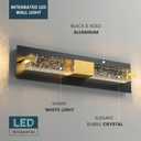 LED Wall Sconce Light: 19 Inch Black & Gold Modern Sconces Wall Lighting 3000K Dimmable Crystal Wall Lamps Indoor Bathroom Sconce Mount Light Fixtures for Living Room/Bedroom/Hallway
