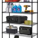 BestOffice | 6-Tier Wire Storage Shelves with Wheels | 18x48x78 | Black | Adjustable Racks | Heavy-Duty Metal Shelf, Holds Upto 600 lbs | No-Tool Assembly | Ideal for Home & Garage Shelving