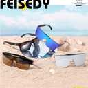 FEISEDY Men Sunglasses Polarized Oversized Square Flat Top Cycling Running Fishing Golf Hiking Sports B2990 (Polarized Silver Mirrored Lenses With Black Temples 002)