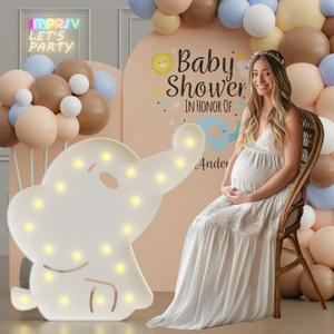imprsv Baby Shower Decorations Elephant Theme: 3FT Marquee Elephant for Baby Shower, Large Light Up Elephant for Gender Reveal Decorations Party Backdrop Decor, white