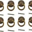 MIZORLIE Antique Bronze Knob Handle Retro Dresser Pull Cabinet Drawer Ring Handle Single Hole Decorative Hardware with Screws, Used for Furniture Cabinet Dresser(8 PCS)