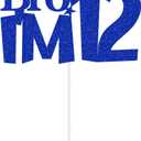 Glitter Bro I'm 12 Cake Topper, Official 12 Pre-Teen Happy 12th Birthday Cake Topper, Boys Funny 12th Birthday Party Decorations Blue