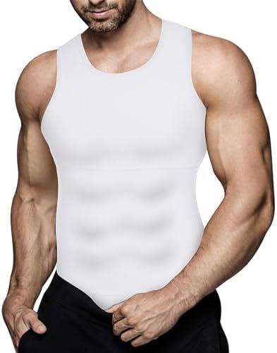 Mens Compression Shirt Slimming Body Shaper Vest Workout Tank Tops Abs Abdomen Undershirts M