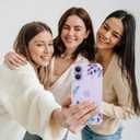 for iPhone 17 Case,[3 in 1] with Screen Protector & Camera Lens Protector, Flower Pattern Design,Clear Soft Shockproof Slim Floral Phone Cover for Women Girls 2025 6.3" (Lavender/Purple)