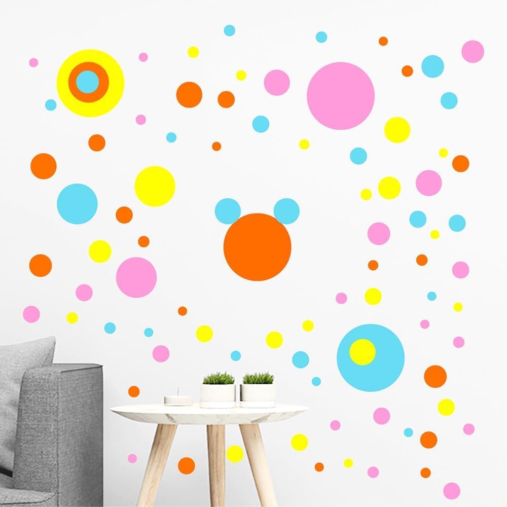 254 Pcs Self-Adhesive Colorful Dots Wall Stickers - 12 Sheets Removable Waterproof Vinyl Dot Decals for Kids Room, Nursery, Playroom, Home, Office, Studio Decor (Style C), Only One Color 