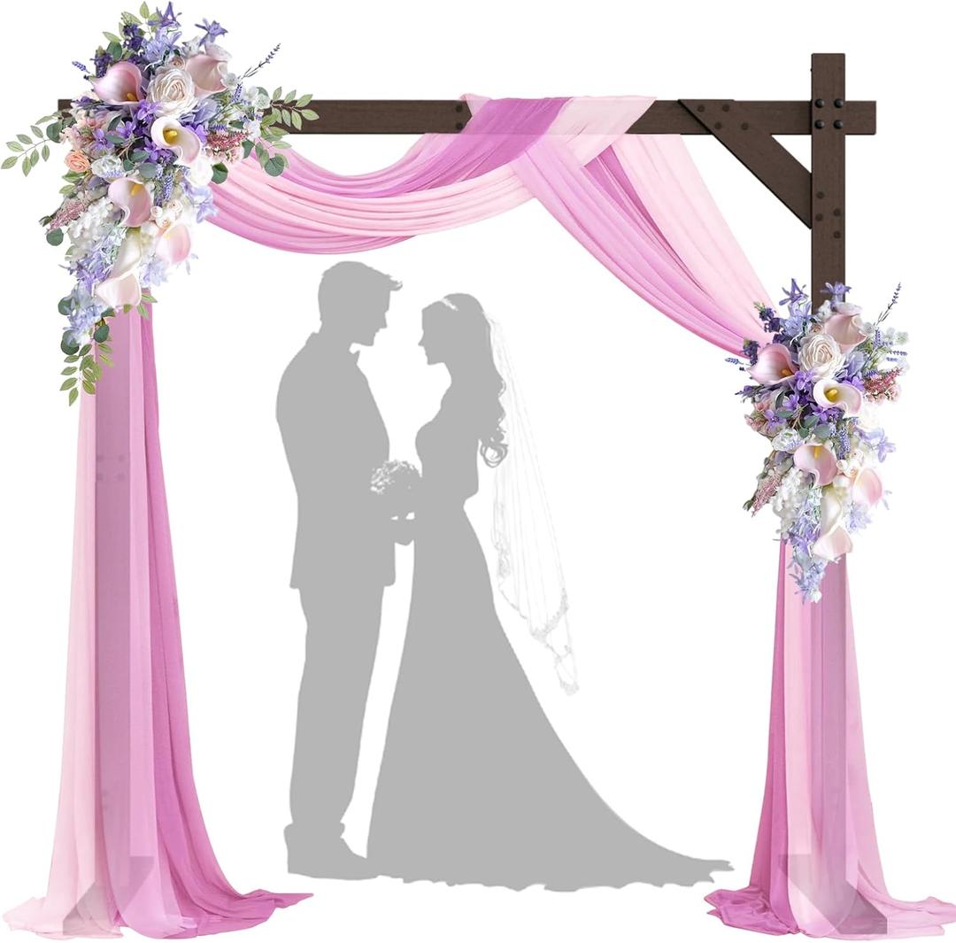Wooden Wedding Arch  7.48FT Square Wood Backdrop Stand for Ceremony & Events, Sturdy Wooden Arbor for Wedding Decorations, Indoor & Outdoor Garden Arch Frame