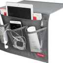 Bedside Storage Organizer, Bedside Caddy, Table Cabinet Storage Organizer, TV Remote Control, Phones, Magazines, Tablets, Accessories, Grey