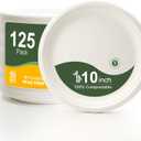 WELLIFE 10 Inch Paper Plates, 125-Pack 100% Compostable Heavy Duty Disposable Plates Bulk, Biodegradable Bagasse, Eco-Friendly, PFAS-Free | BPI Certified | Microwaveable (White)