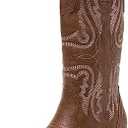 Cowboy Boots for Women Cowgirl Mid Calf Western Boots Embroidered Stitched Pointed Toe Chunky Block Heel Brown Red Black US5-11 (Brown, 7)