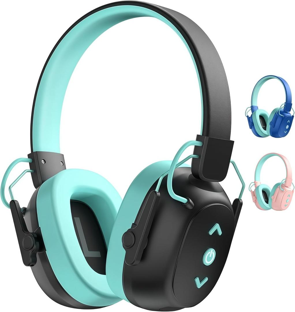 Kids Bluetooth 6.0 Safety Earmuff for Kids, 29dB SNR Noise Cancelling Headphones with 94dB Lock Noise Reduction, 80H Playtime, Hearing Protection for Autism, Travel, Monster Jam, Black