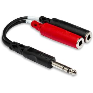 Hosa YPP-117 1/4 Inch TRS to Dual 1/4 Inch TSF Stereo Breakout Cable, 6 Inches