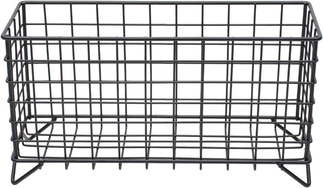 Metal Wire Storage Basket,Fruit Basket,Bathroom Shelf Rack,Iron Countertop Storage Rack Suitable for kitchen, bathroom, bedroom, living room (Black)