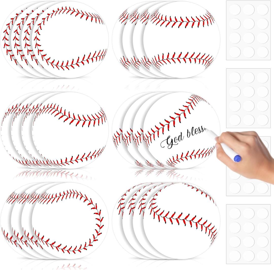 TaoBary 24 Pcs 7.09in Baseball Cutouts in 6 Design Paper Baseball Poster Bulletin Board Decorations with 48 Pcs Glue Point for Sport Theme Party Birthday Baby Shower Tournament DIY Wall Banner Decor