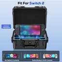 Auarte [Super Hard Carrying Case for Nintendo Switch 2(2025),All In One Portable Fully Protective Hard Travel Case,Waterproof Bag for Console Controller Accessory (Black)