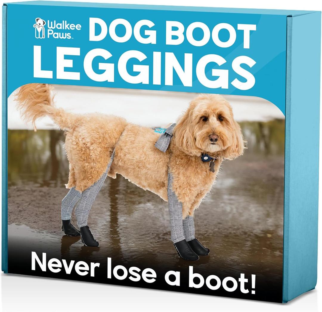 100% Waterproof Dog Boots Connected to Leggings so They Stay on. Easy-On Paw Protectors with an Adjustable fit. Snow & Rain, Anti-Slip Traction, Machine-Washable (Classic, Small)