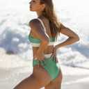 ZINPRETTY Women High Waisted Bikini Sets Color Block Swimsuits 2 Piece Bathing Suits Tummy Control Sporty Teens (Green, L)