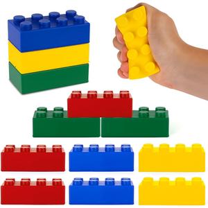 ArtCreativity Building Block Stress Relief Toys for Kids, Set of 12, Stacking Construction Foam Squeeze Toys in 4 Vibrant Colors, Birthday Party Favors, Goodie Bag Fillers Office Gifts Sensory Fidget