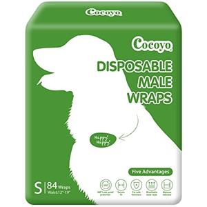 COCOYO Disposable Male Dog Wraps, Small Size, 7 Count, Super Absorbent, Breathable, Wetness Indicator