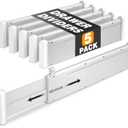 HiYZ Expandable Drawer Dividers - 12.6-22.8'' Adjustable Drawers Organizers for Kitchen Utensils, Drawer Separators in Bedroom, Dresser, Office, Bathroom, Fridge, 5 Pack Long Dividers-Gray
