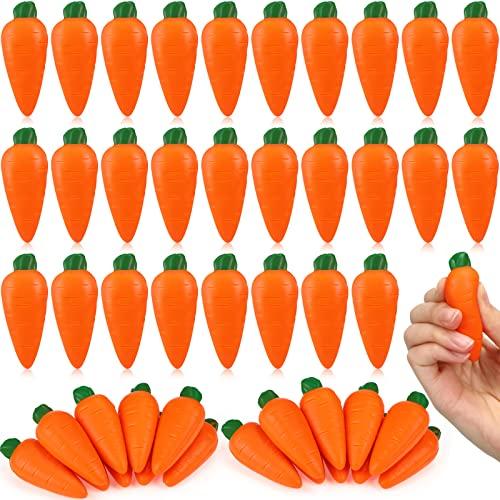 Blueweenly 24 Pcs Easter Carrot Stress Balls Mini Foam Carrot Stretchy Toys Party Favor Stress Relief Balls Fidgets Toy for Easter Basket Stuffers Gifts Goodie Bag Fillers Carnival Reward