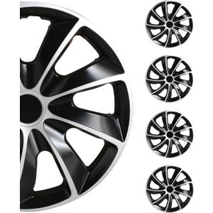 SCITOO 17 Inch Hubcaps Set of 4 for Most Cars w/ABS,17 Inch Hubcaps Black Matte (Black Lacquer & Silver Lacquer)