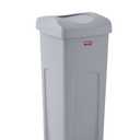 Rubbermaid Commercial Products Square Trash/Garbage Container with Untouchable Swing Top Lid, 23-Gallon, Gray, Perfect for Outdoor/Restaurant/School/Kitchen
