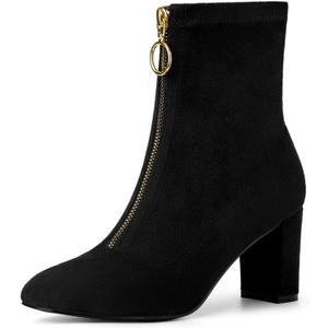 Allegra K Women's Front Zipper Chunky High Heel Ankle Boots (8) Allegra K Women's Front Zipper Chunky High Heel Ankle Boots (8)