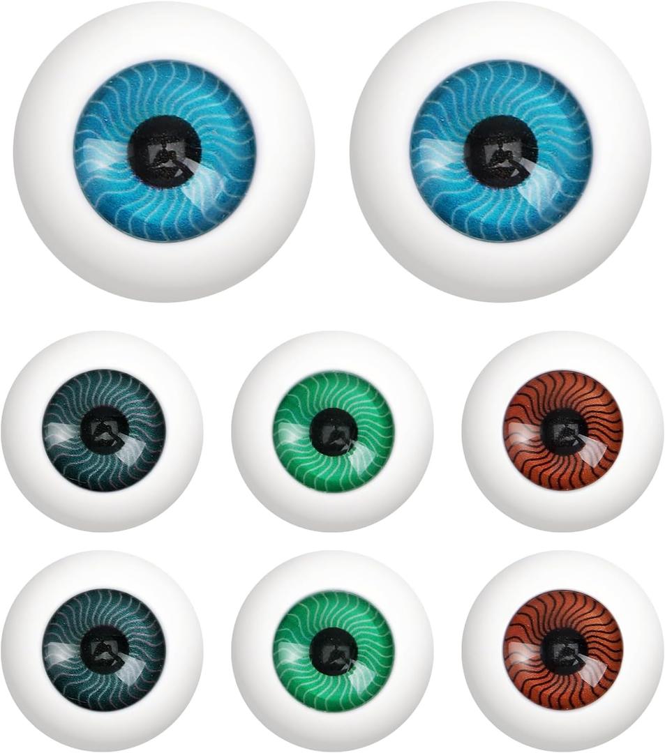 8 Pieces 26mm 1 Inch Halloween Eyes Scary Eyes Plastic Half Round Doll Eyeballs Halloween Horror Props for Halloween DIY Accessories
