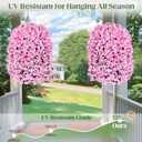 2 Pcs UV Resistant Artificial Flowers for Outdoors, Realistic Faux Silk Bougainvillea Flowers, Fake Hanging Plants for Porch Patio Balcony Decoration (Pink)