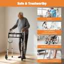 WHLICKS Folding Walkers for Seniors, Lightweight Aluminum Walker with 5'' Front Wheels and 2 Skis, Height Adjustable Standard Walker for Elderly and Disabled, Stable Frame up to 350 lbs