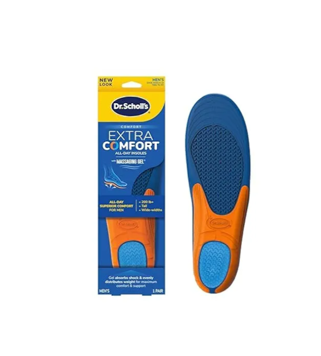 Dr. Scholl's Prevent Pain & Extra Support Insoles for Men, Reduce Foot/Knee/Back Pain, Superior Shock Absorption, Size 8-14, 1 Pair