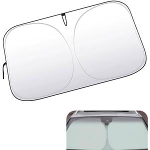 leechio 1 PC Car Windshield Sun Shade, Sun protection and heat insulation windshield sunshade, 57" x 31.5" Foldable UV Protection Keeps Vehicle Cool, for Cars, Trucks, SUVs (Silver)