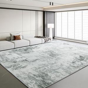 HOMBYS 10x14 ft Modern Area Rug for Living Room Bedroom, Large Abstract Floor Carpet with Non-Slip Backing for Indoor Office Dining Room, Boho Farmhouse Home Deco, Grey, Machine Washable (10 x 14 ft)
