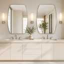 24x36 Inch Curved Rectangle Bathroom Vanity Mirror, Brushed Nickel