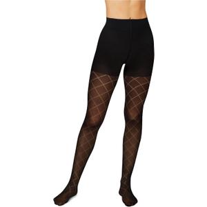 Hanes Women's EcoSmart Diamond Outline Control Top Tights (X-Large, Black)