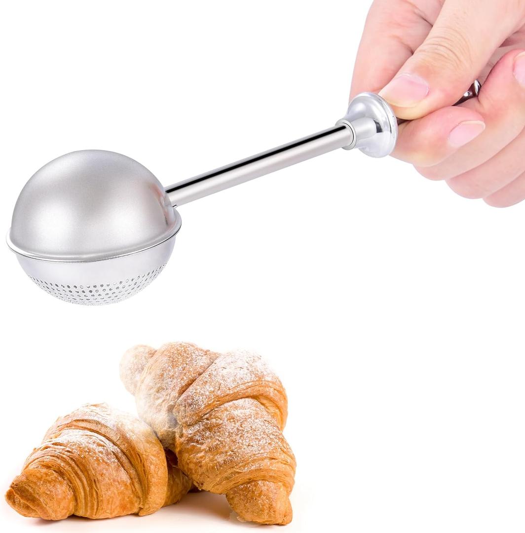 Flour Sifter, Stainless Steel Flour Sifter for Baking, One Handed Operation Baking Sifters, Great Flour Sieve Bakers Dusting Wand for Quick Sifting Cakes and Spices XVBITOR