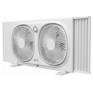 COMFORT ZONE Reversible Twin Window Fan with Rotating Heads and 2 Speeds