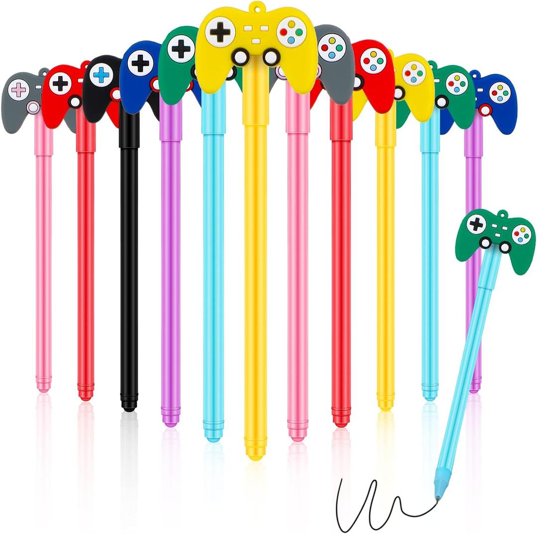 Tinlade 24 Pcs Video Game Pens Gamer Party Favors Video Gaming Themed Birthday Party Favor Gifts Controller Ink Kids Pens for Boys Classroom Prizes (Multicolor)
