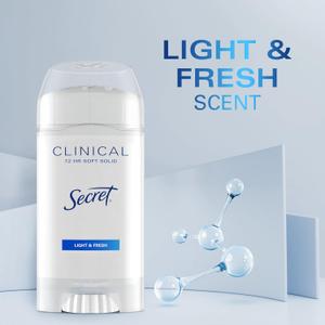 Secret Clinical Strength Antiperspirant Deodorant for Women, Free & Sensitive, 3X Stress Protection, 72hr Sweat & Odor Protection, PH Balancing Minerals, Invisible Solid, Unscented, 1.6 oz (Pack of 1)
